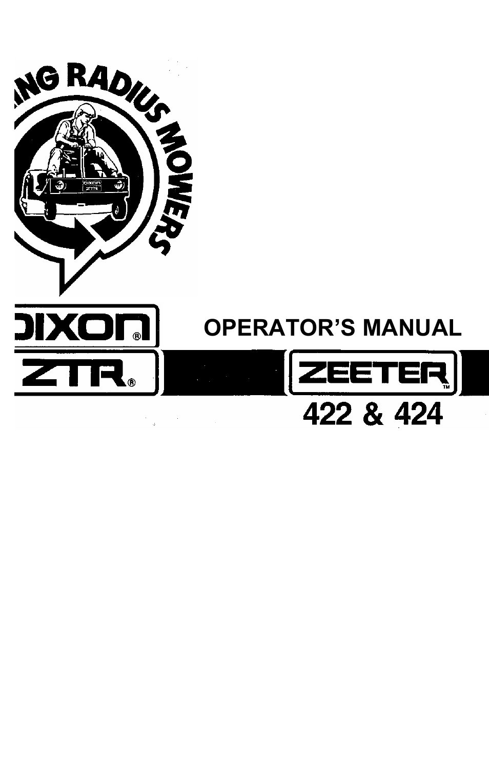Dixon ZEETER 422 User Manual | 17 pages
