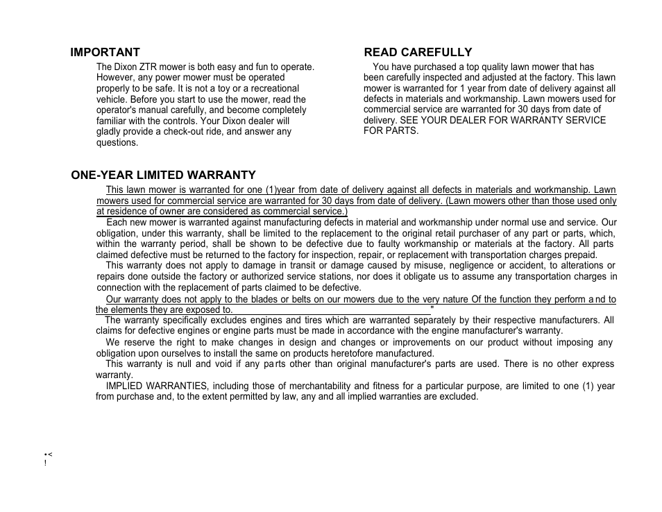 Dixon ZEETER 422 User Manual | Page 2 / 17