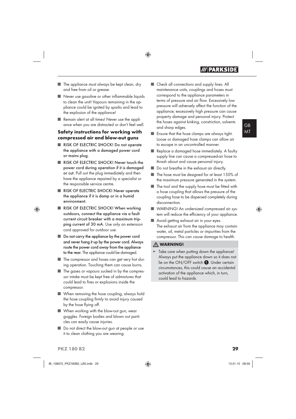 Parkside PKZ 180 B2 User Manual | Page 32 / 50