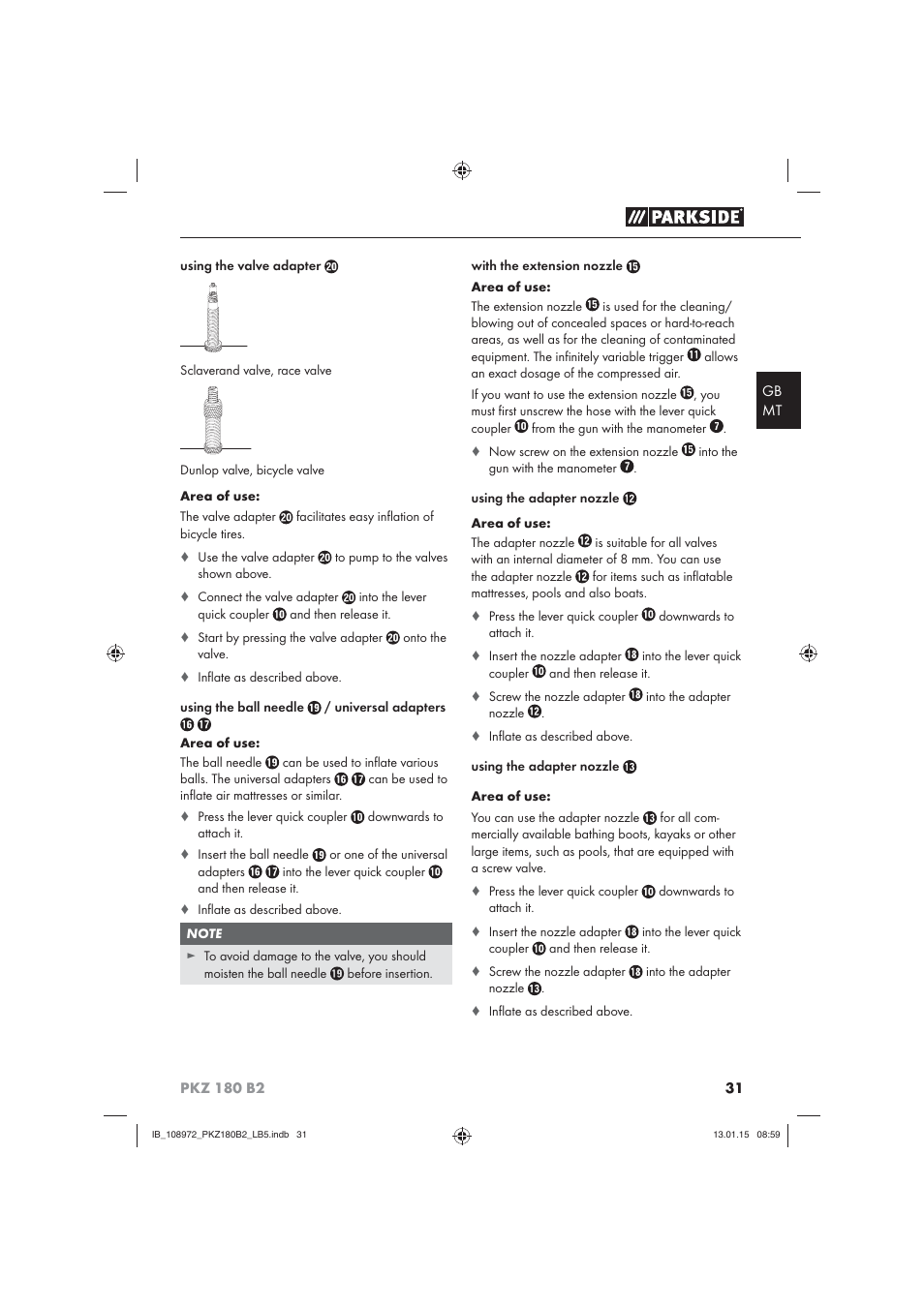 Parkside PKZ 180 B2 User Manual | Page 34 / 50