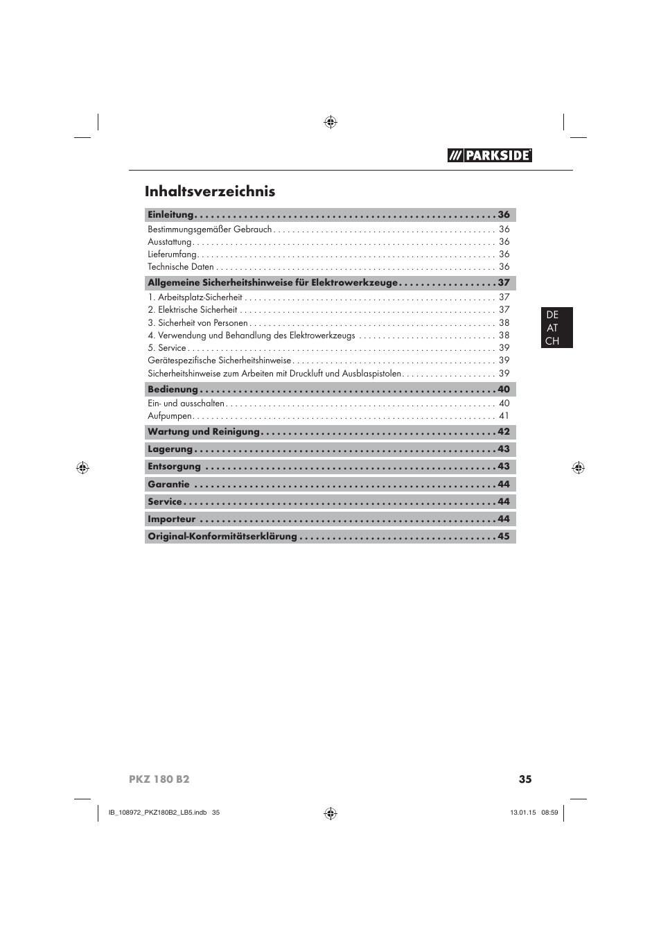 Parkside PKZ 180 B2 User Manual | Page 38 / 50