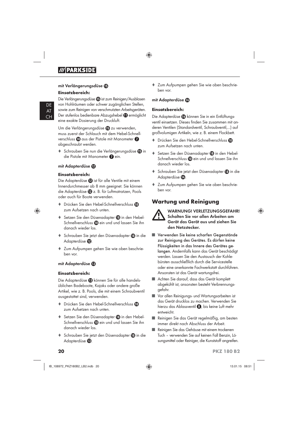 Wartung und reinigung | Parkside PKZ 180 B2 User Manual | Page 23 / 38