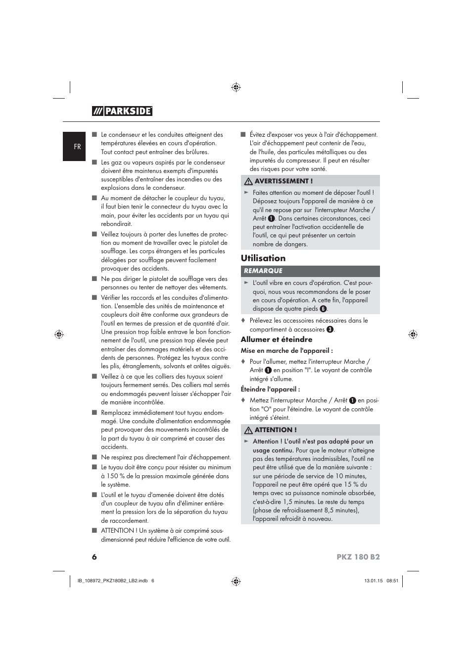 Utilisation | Parkside PKZ 180 B2 User Manual | Page 9 / 38