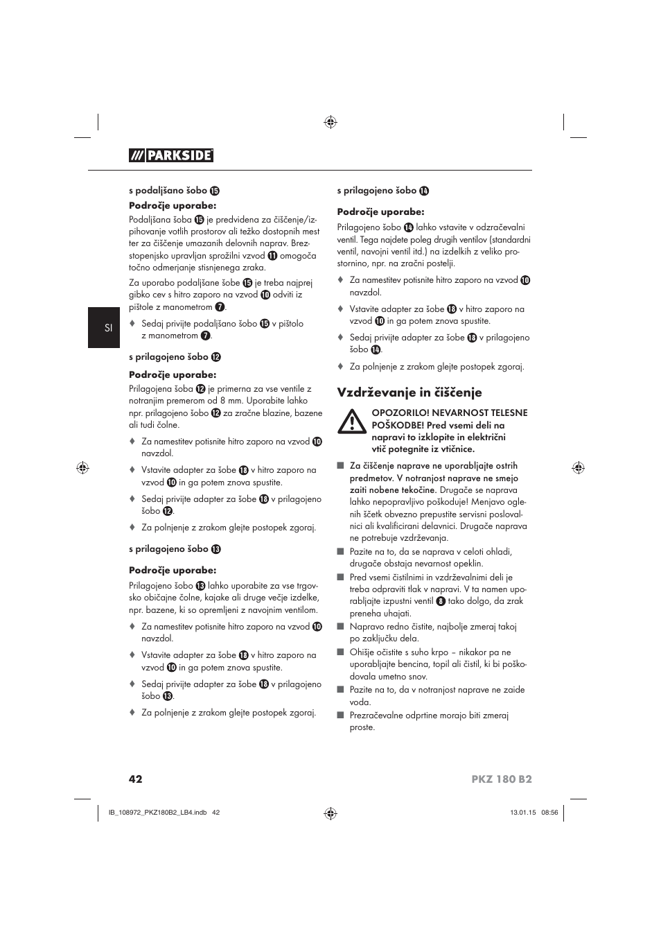 Vzdrževanje in čiščenje | Parkside PKZ 180 B2 User Manual | Page 45 / 80