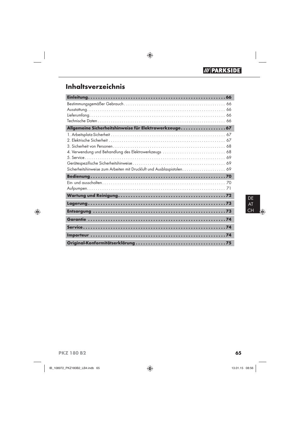 Parkside PKZ 180 B2 User Manual | Page 68 / 80