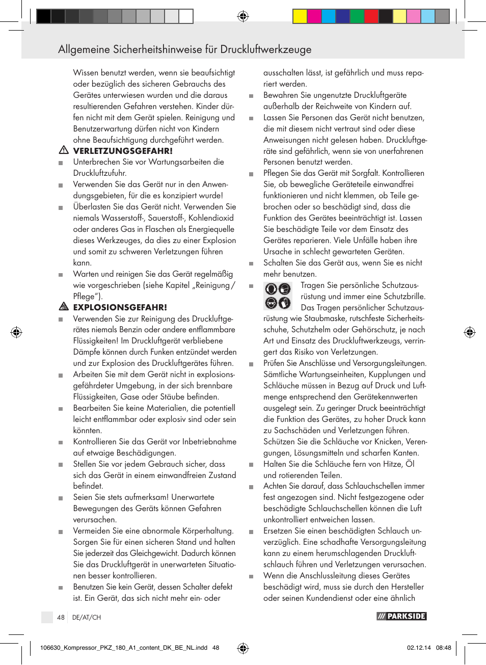 Parkside PKZ 180 A1 User Manual | Page 48 / 55