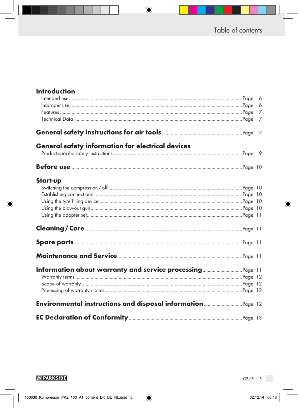 Parkside PKZ 180 A1 User Manual | Page 5 / 55