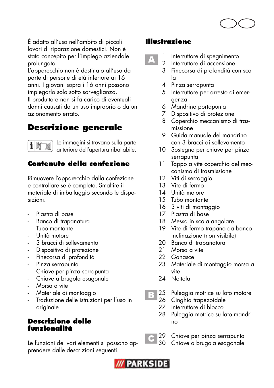 Descrizione generale, It mt | Parkside PTBM 500 A1 User Manual | Page 21 / 90