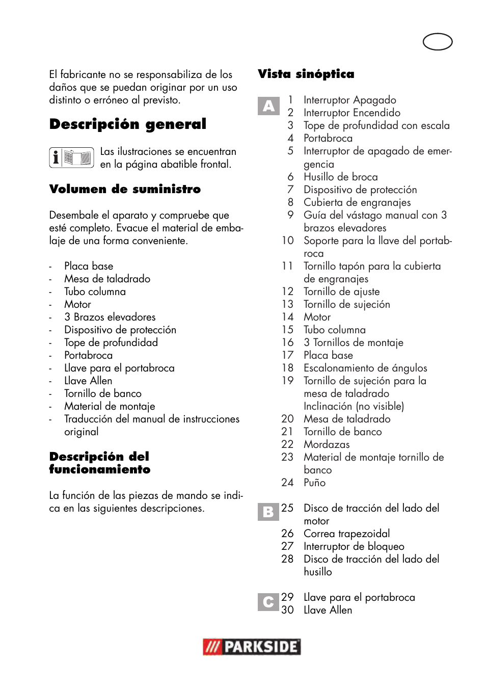 Descripción general | Parkside PTBM 500 A1 User Manual | Page 5 / 90