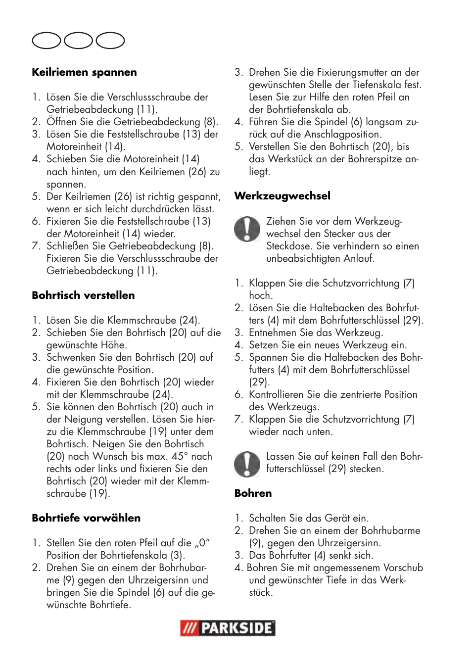 De at ch | Parkside PTBM 500 A1 User Manual | Page 76 / 90