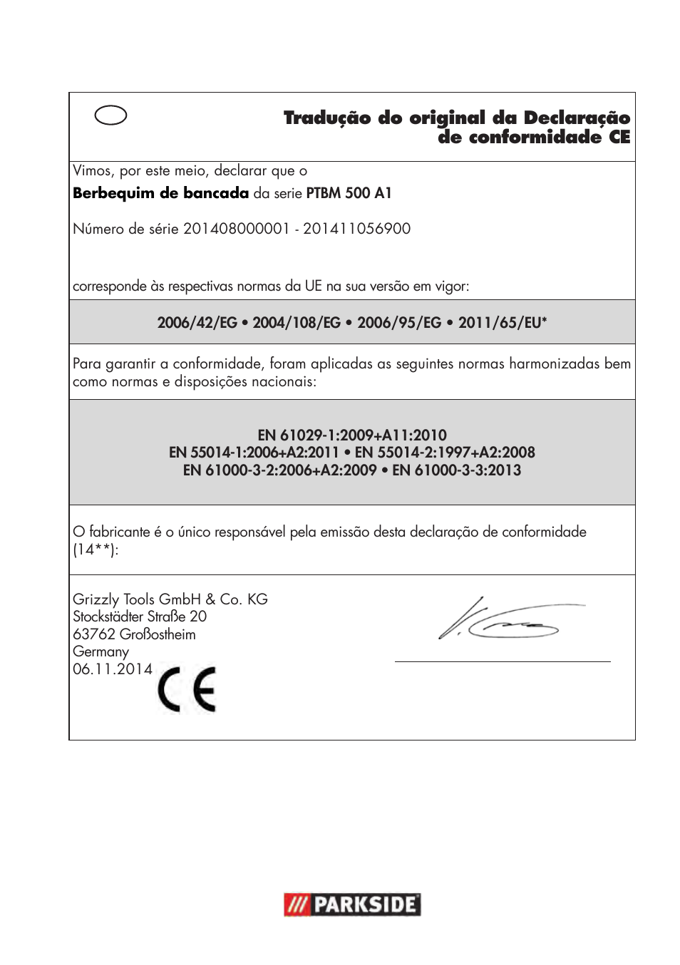 Parkside PTBM 500 A1 User Manual | Page 85 / 90