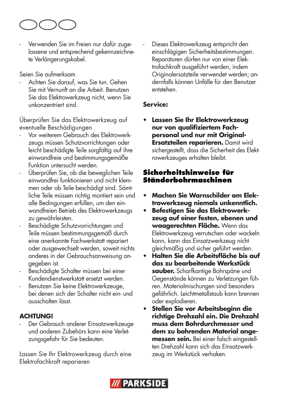 De at ch | Parkside PTBM 500 A1 User Manual | Page 102 / 122