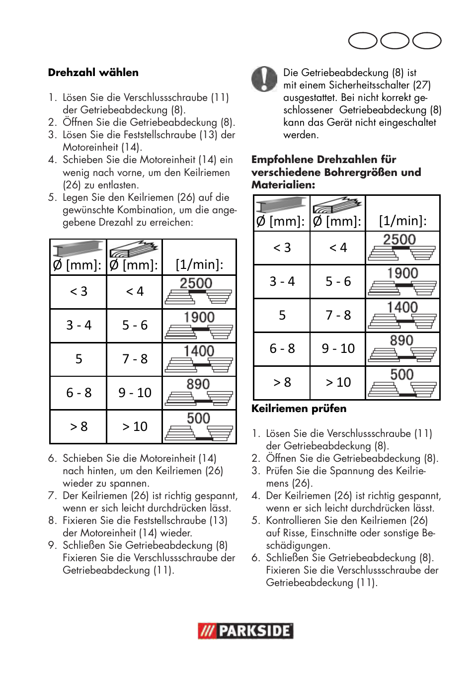 Parkside PTBM 500 A1 User Manual | Page 105 / 122