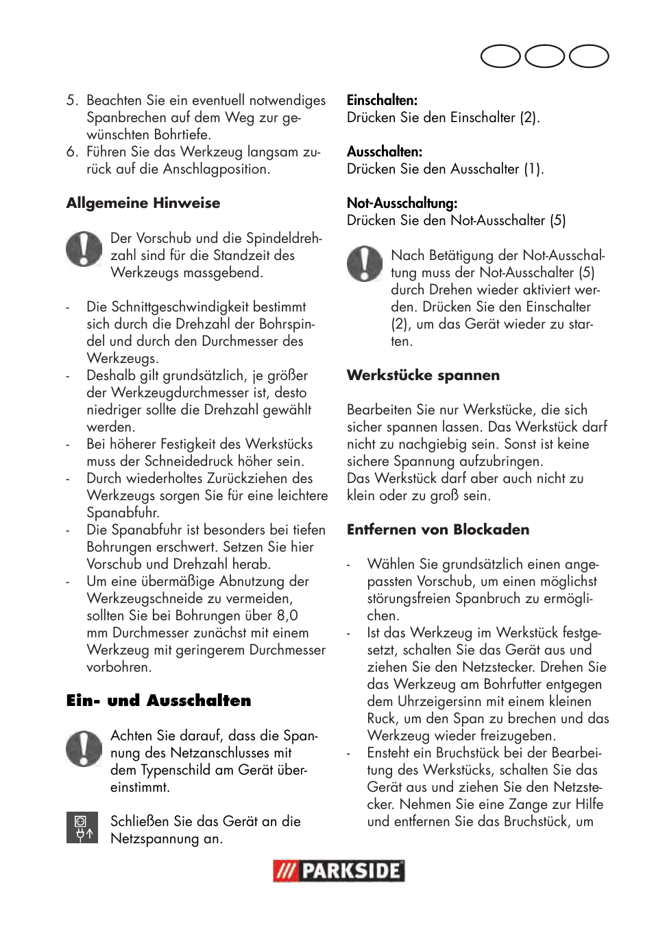 De at ch | Parkside PTBM 500 A1 User Manual | Page 107 / 122