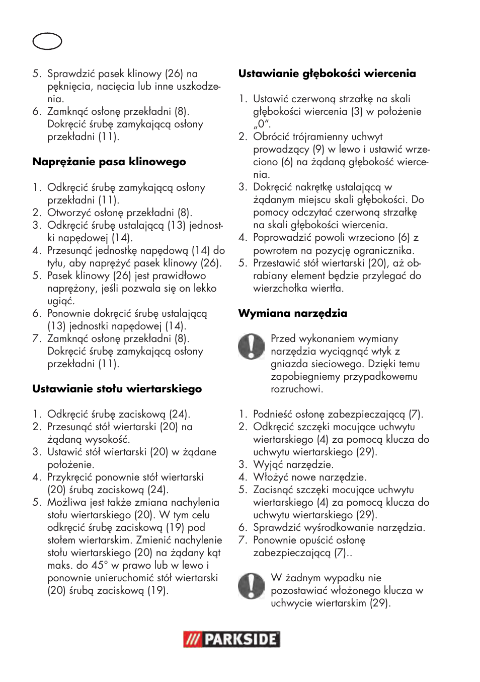 Parkside PTBM 500 A1 User Manual | Page 28 / 122