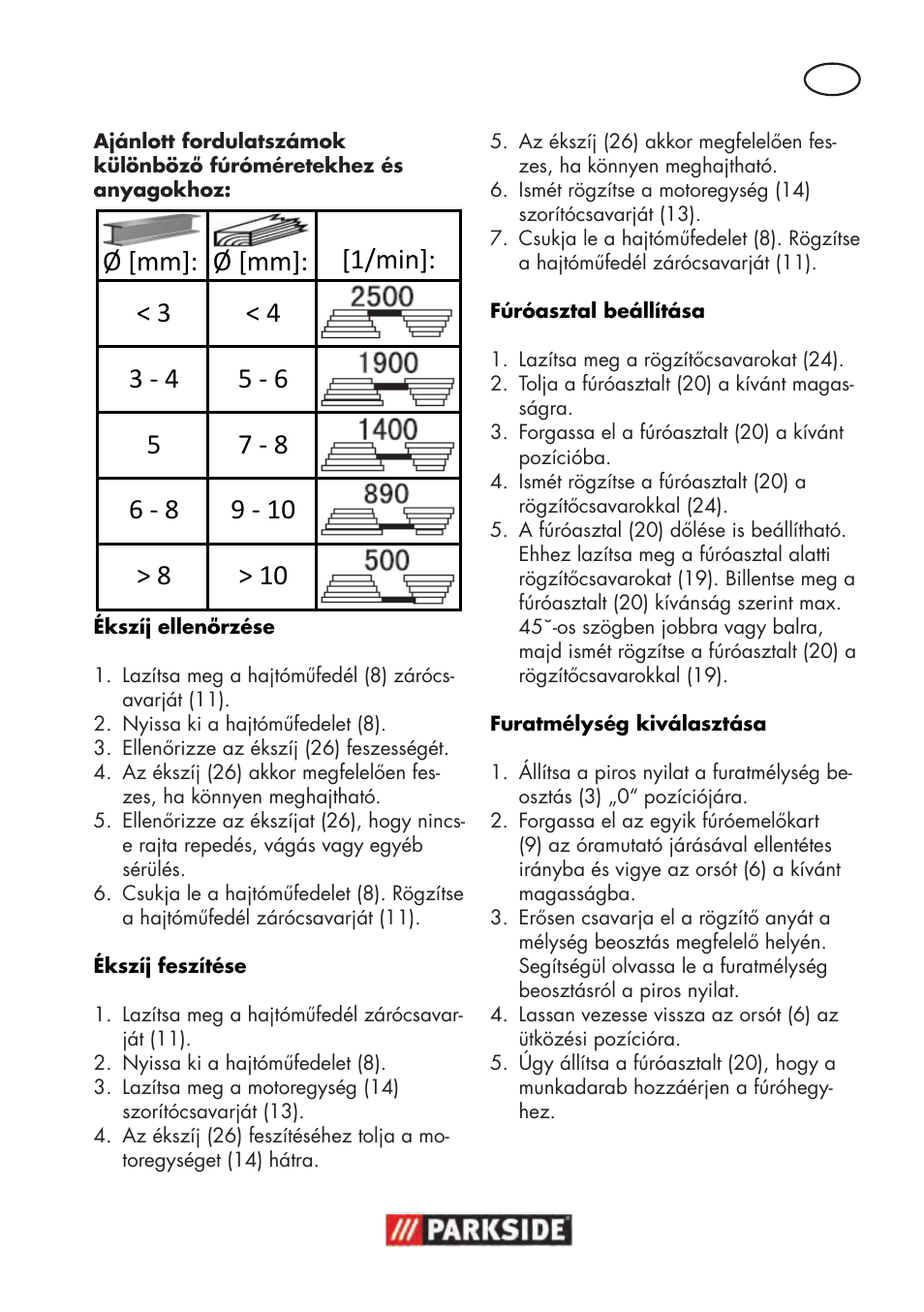 Parkside PTBM 500 A1 User Manual | Page 43 / 122