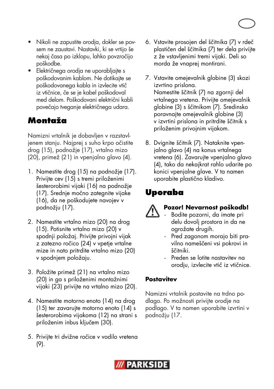 Montaža, Uporaba | Parkside PTBM 500 A1 User Manual | Page 57 / 122
