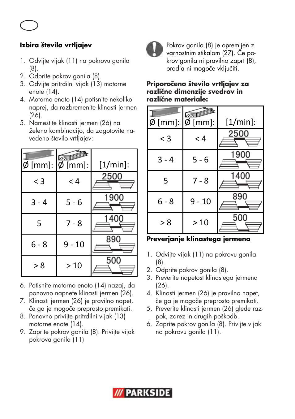 Parkside PTBM 500 A1 User Manual | Page 58 / 122