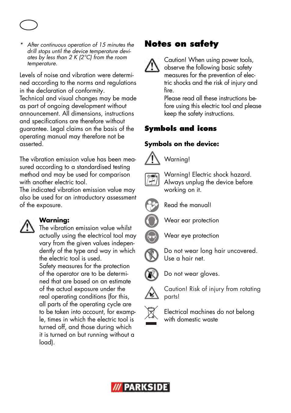 Parkside PTBM 500 A1 User Manual | Page 6 / 122