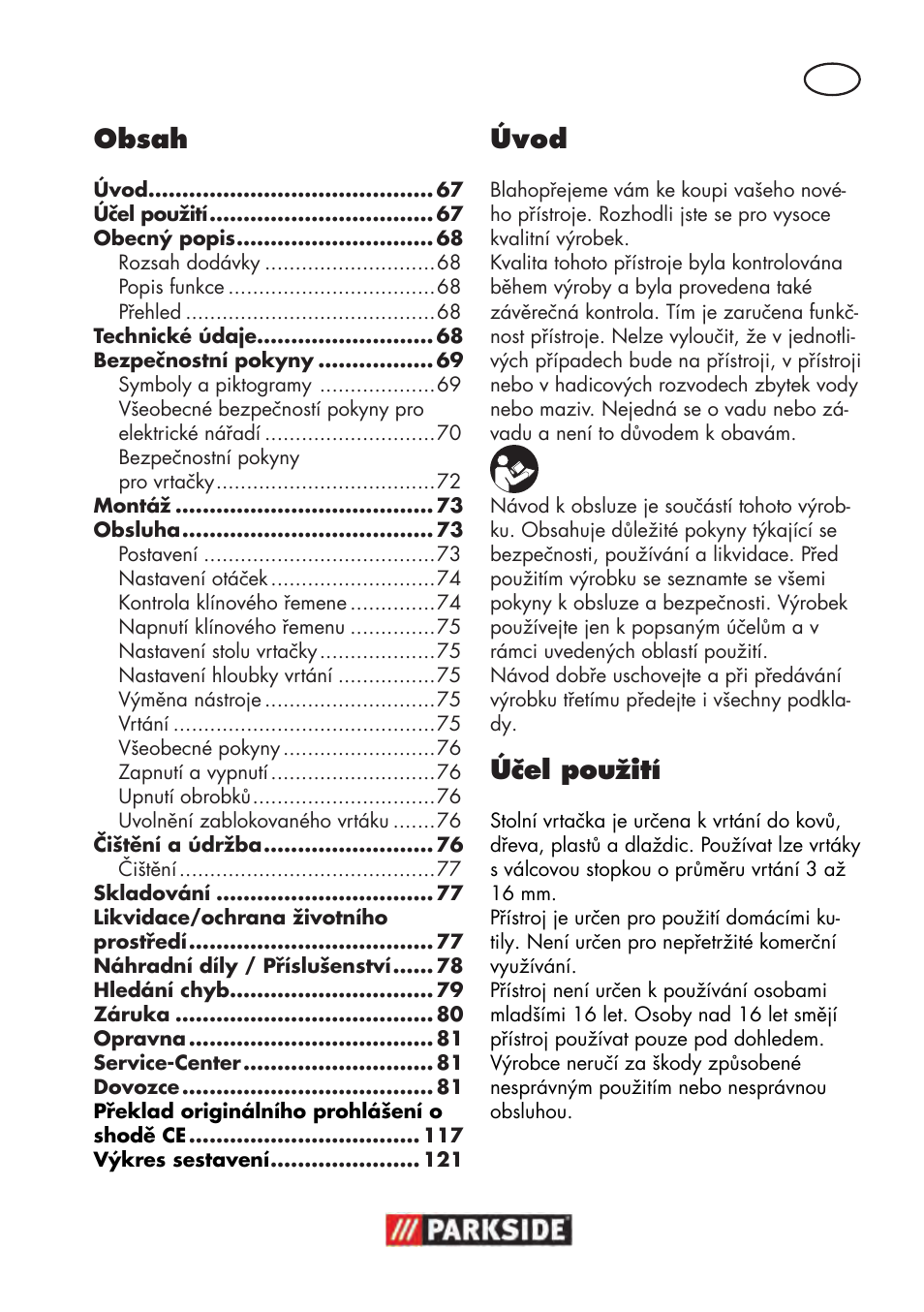 Parkside PTBM 500 A1 User Manual | Page 67 / 122