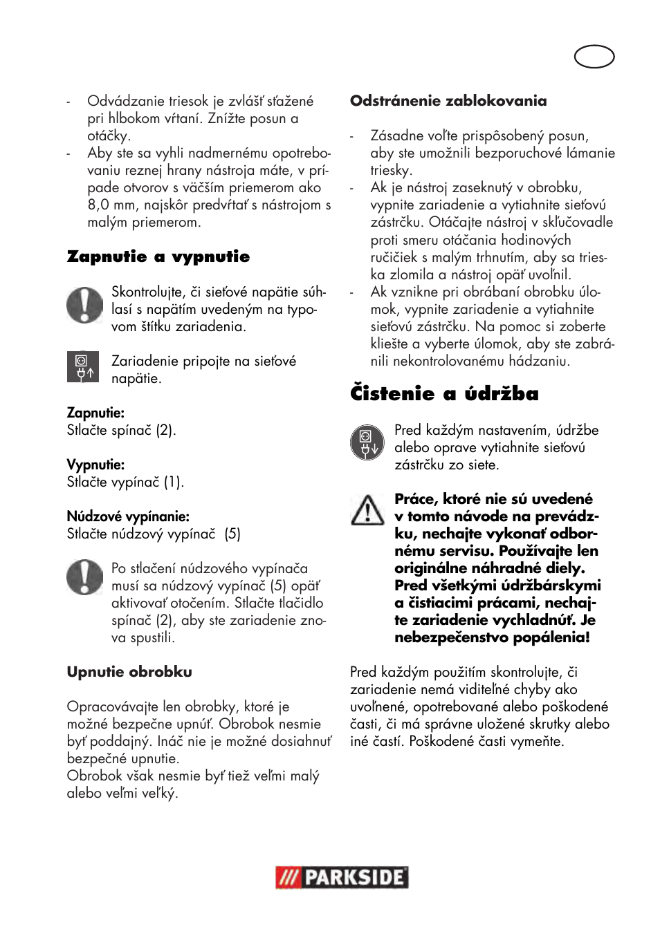 Čistenie a údržba | Parkside PTBM 500 A1 User Manual | Page 91 / 122