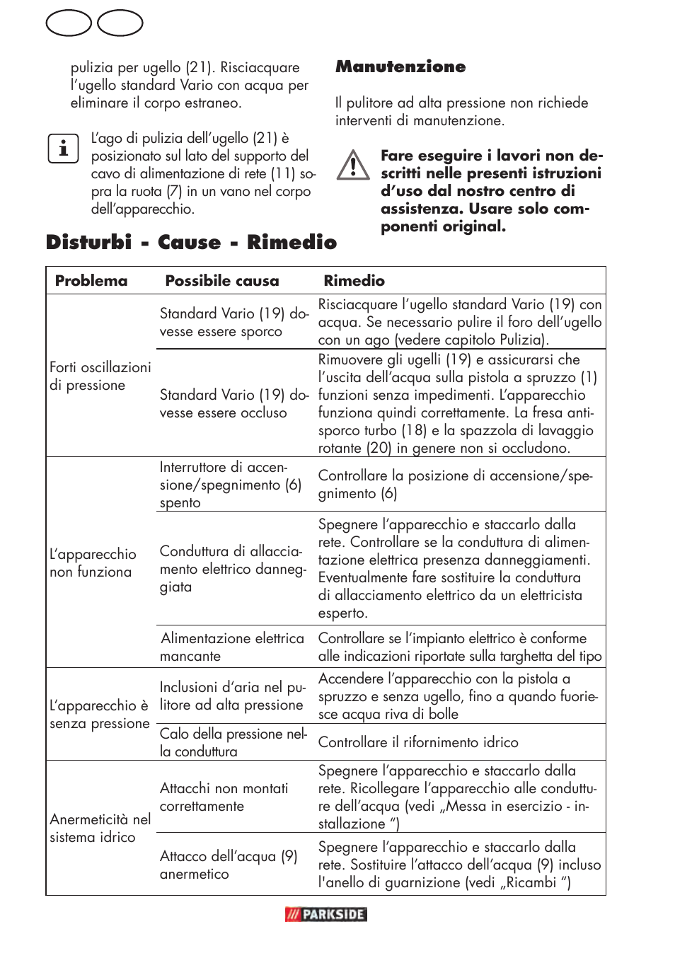 It mt disturbi - cause - rimedio | Parkside PHD 150 D3 User Manual | Page 26 / 78