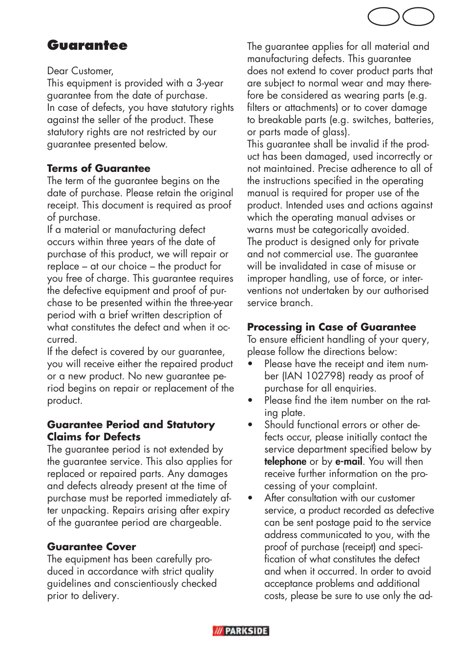 Mt gb guarantee | Parkside PHD 150 D3 User Manual | Page 53 / 78