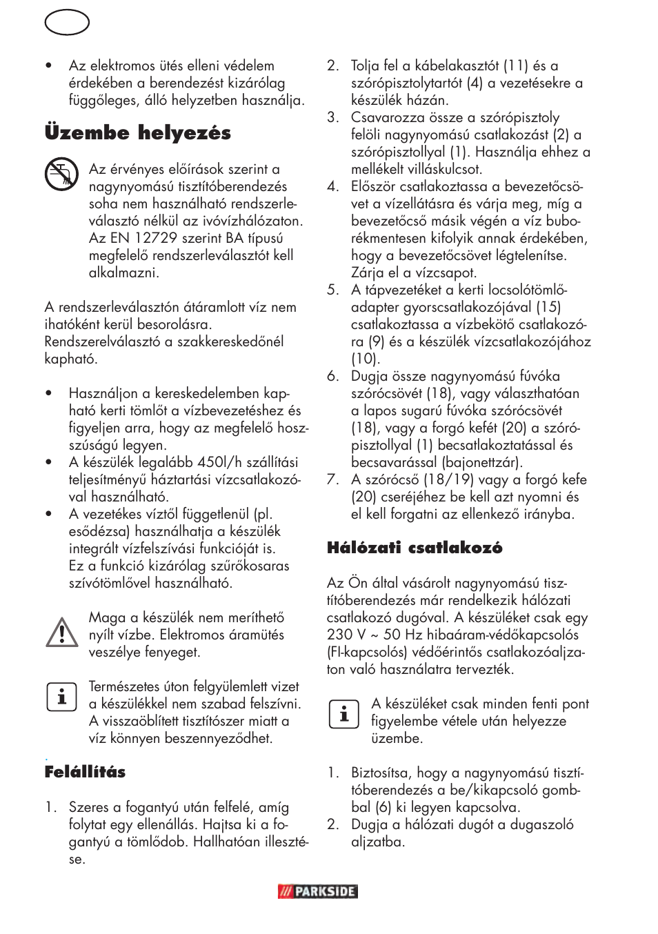 Üzembe helyezés | Parkside PHD 150 D3 User Manual | Page 34 / 102