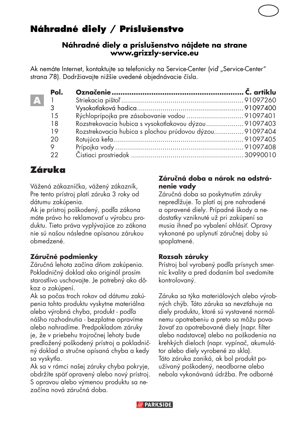 Sk náhradné diely / príslušenstvo, Záruka | Parkside PHD 150 D3 User Manual | Page 77 / 102