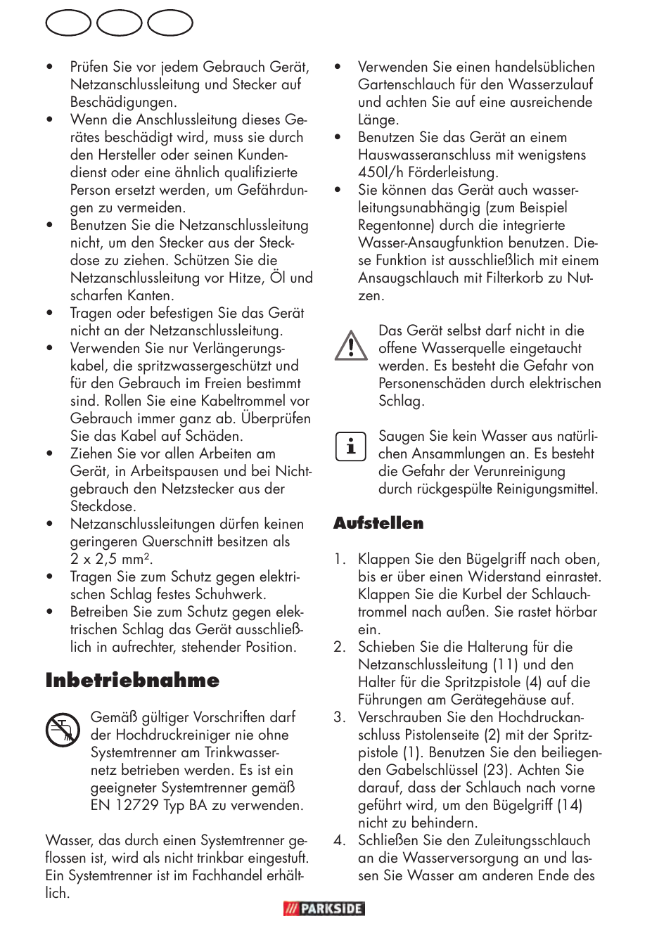At de ch, Inbetriebnahme | Parkside PHD 150 D3 User Manual | Page 84 / 102
