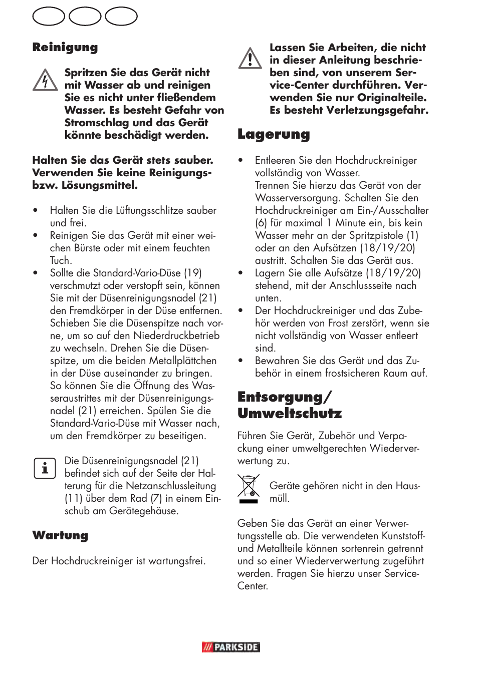 At de ch, Lagerung, Entsorgung/ umweltschutz | Parkside PHD 150 D3 User Manual | Page 88 / 102