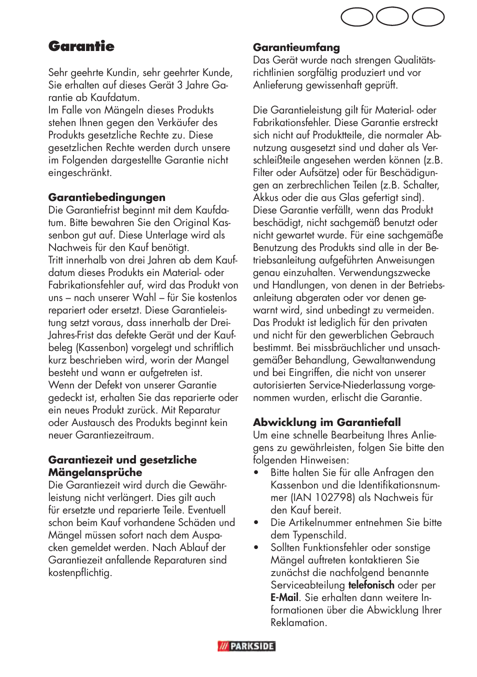 Ch at de garantie | Parkside PHD 150 D3 User Manual | Page 91 / 102