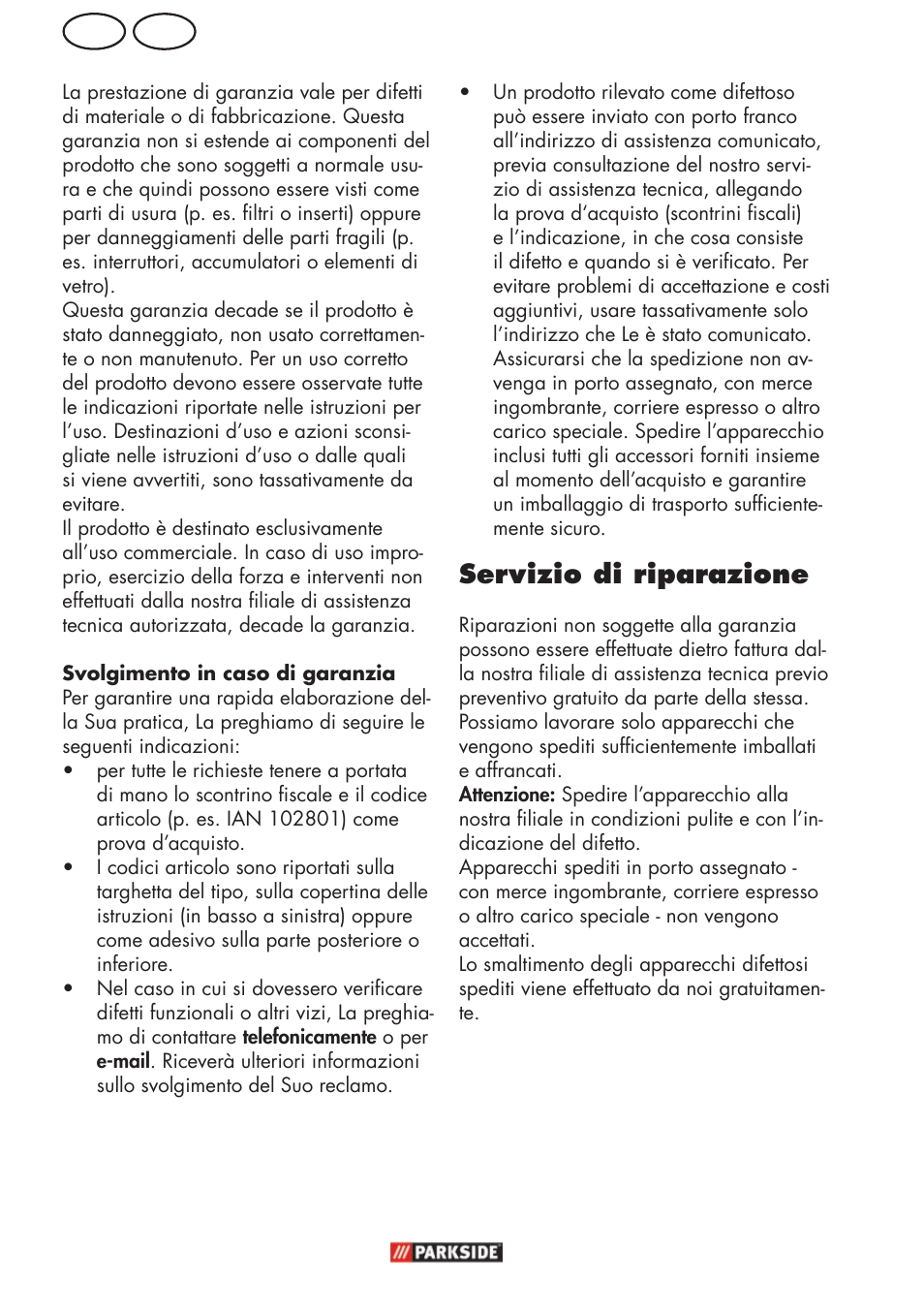 Ch it, Servizio di riparazione | Parkside PFR 30 A1 User Manual | Page 20 / 30