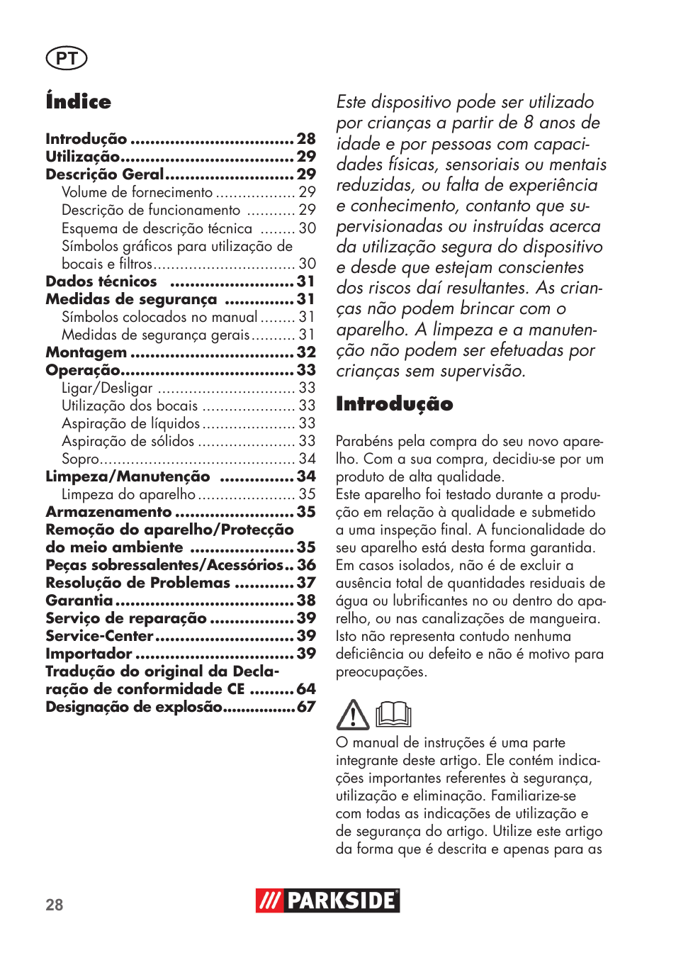 Índice, Introdução | Parkside PNTS 1300 C3 User Manual | Page 28 / 68