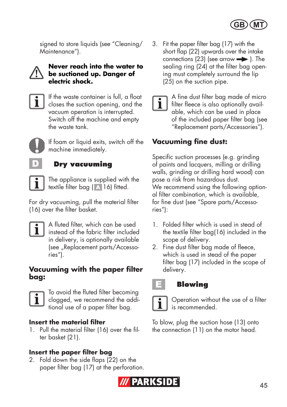 Gb mt | Parkside PNTS 1300 C3 User Manual | Page 45 / 68