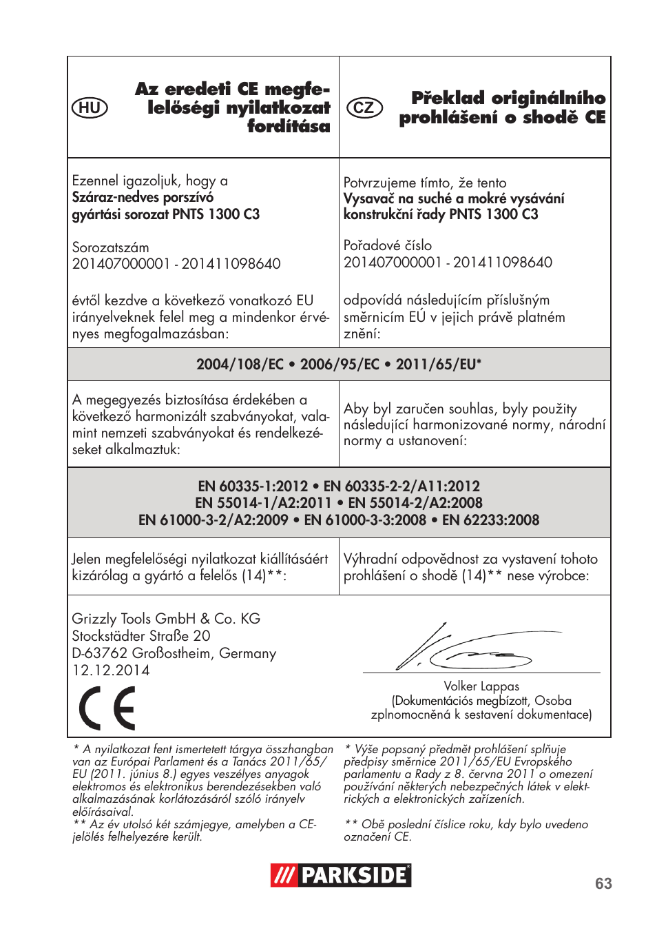 Parkside PNTS 1300 C3 User Manual | Page 63 / 68