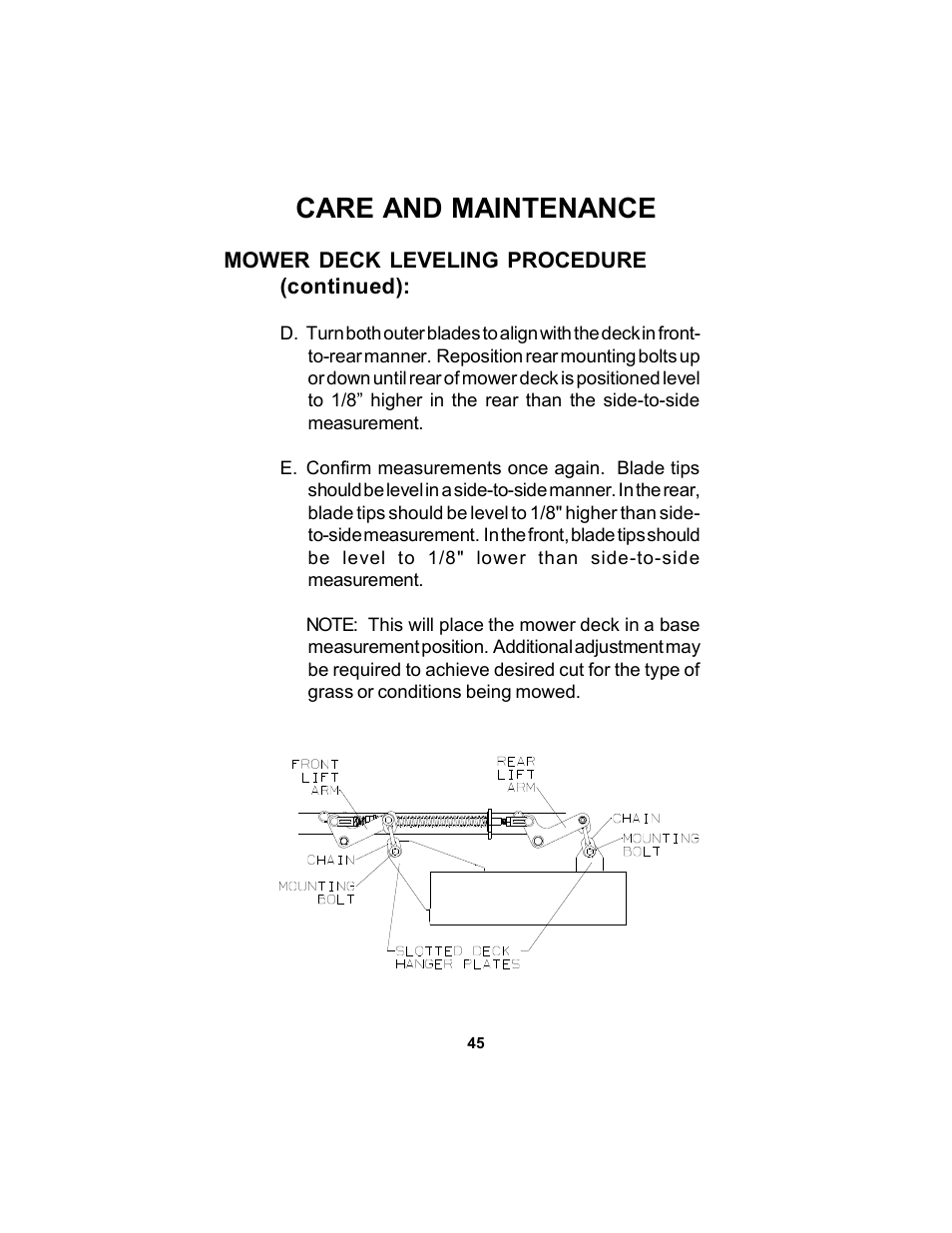 Care and maintenance | Dixon Black Bear 11249-0605 User Manual | Page 45 / 52