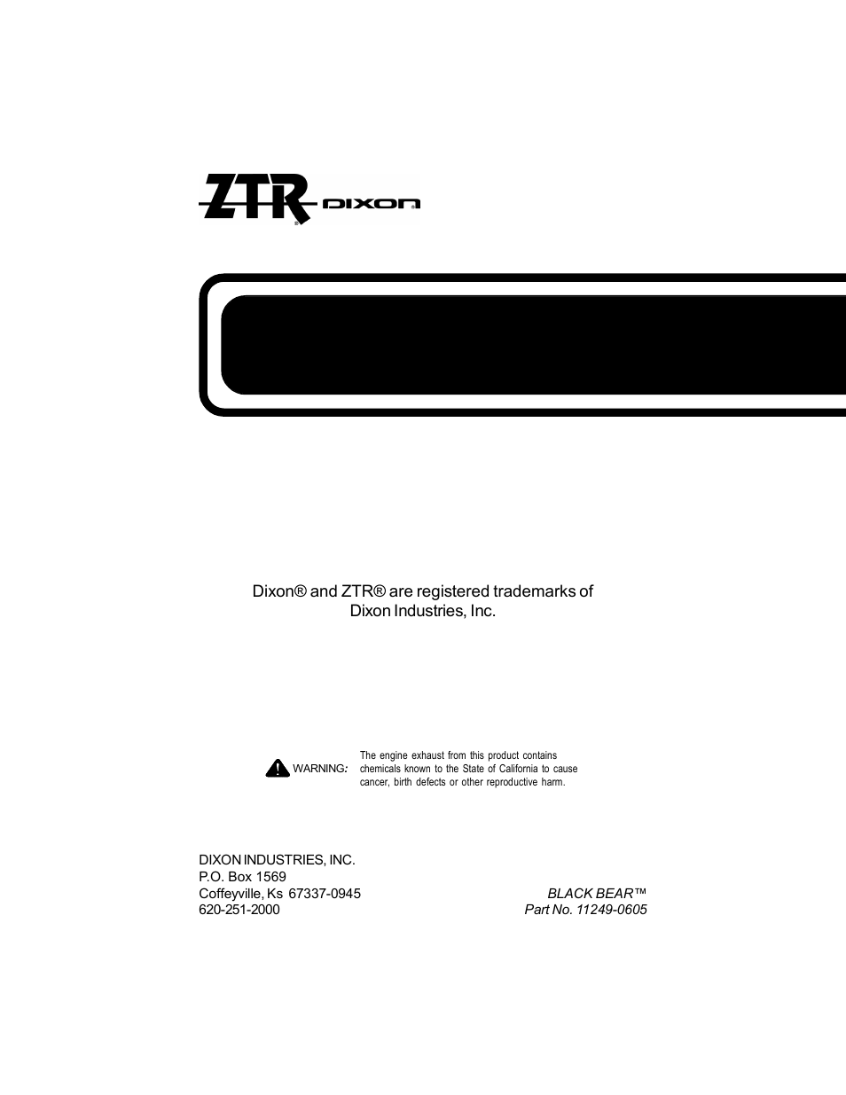 Dixon Black Bear 11249-0605 User Manual | Page 52 / 52