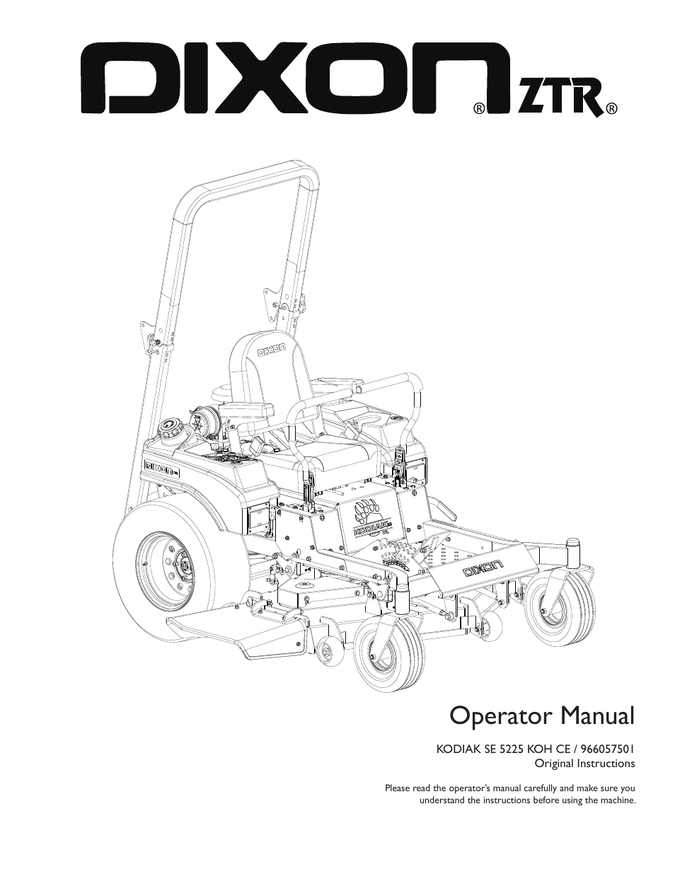 Dixon Kodiak SE 5225 KOH CE User Manual | 64 pages