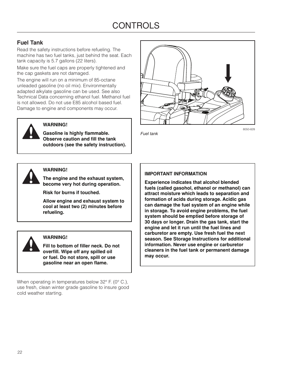 Fuel tank, Controls | Dixon Kodiak SE 5225 KOH CE User Manual | Page 22 / 64