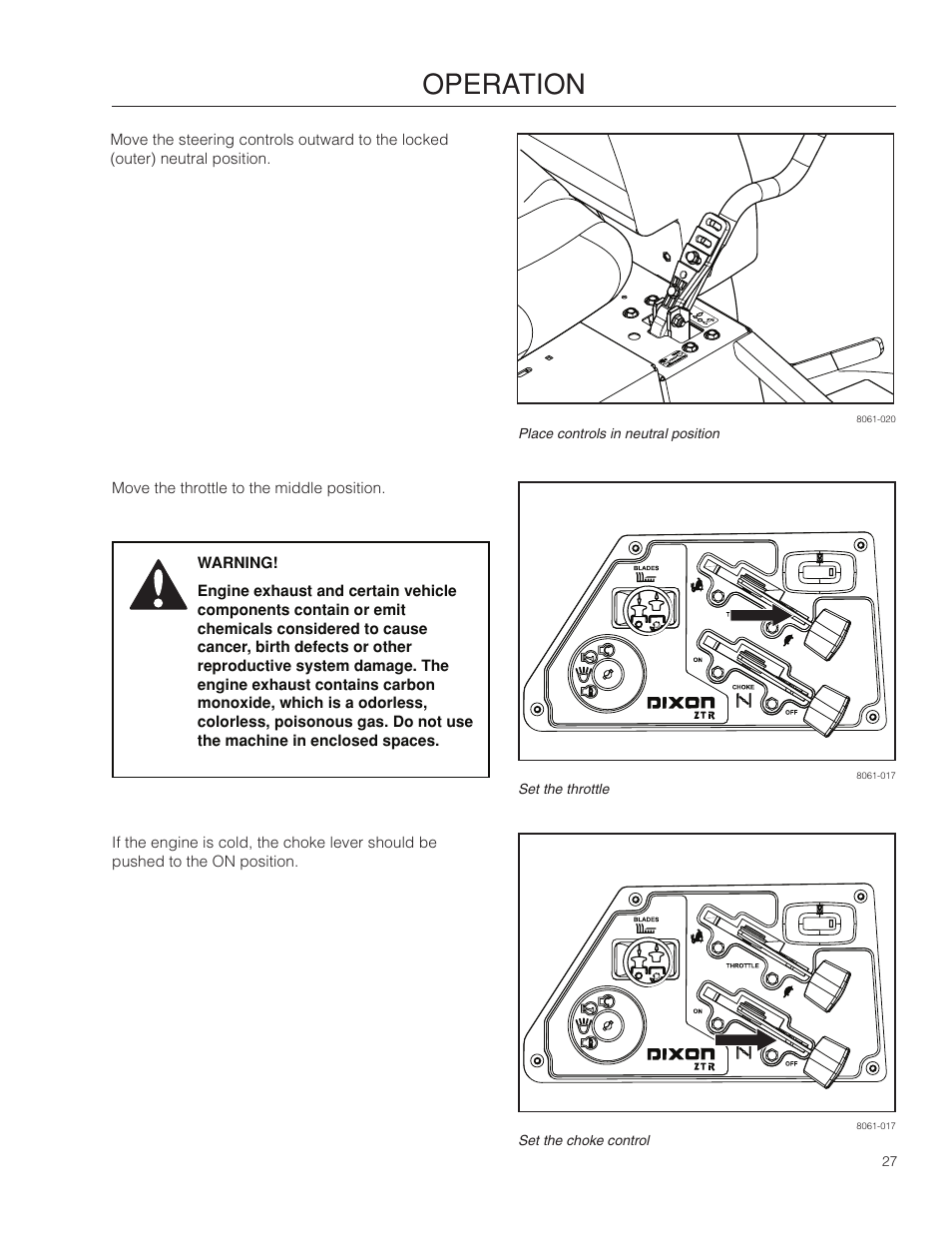 Operation | Dixon Kodiak SE 5225 KOH CE User Manual | Page 27 / 64
