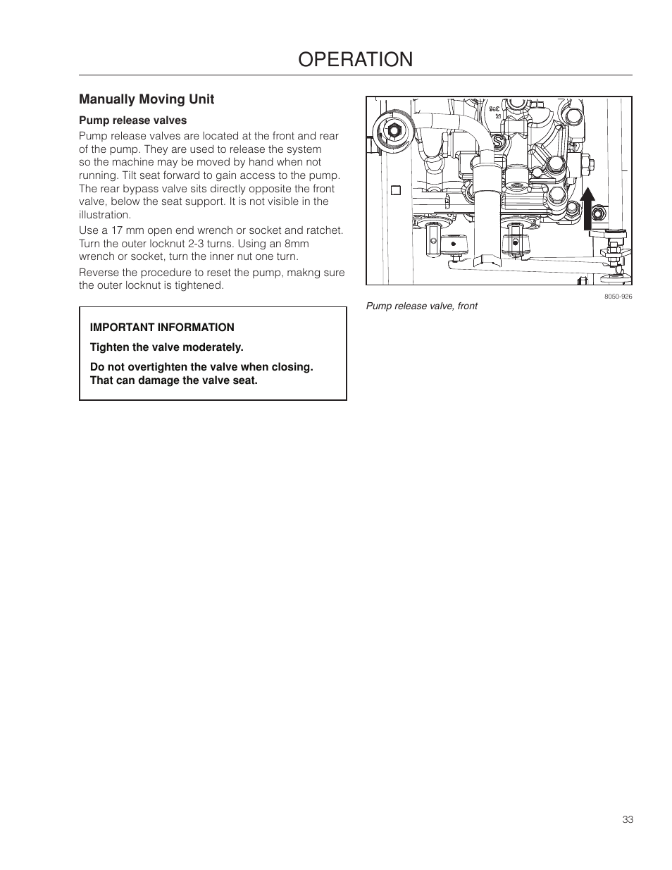 Manually moving unit, Operation | Dixon Kodiak SE 5225 KOH CE User Manual | Page 33 / 64