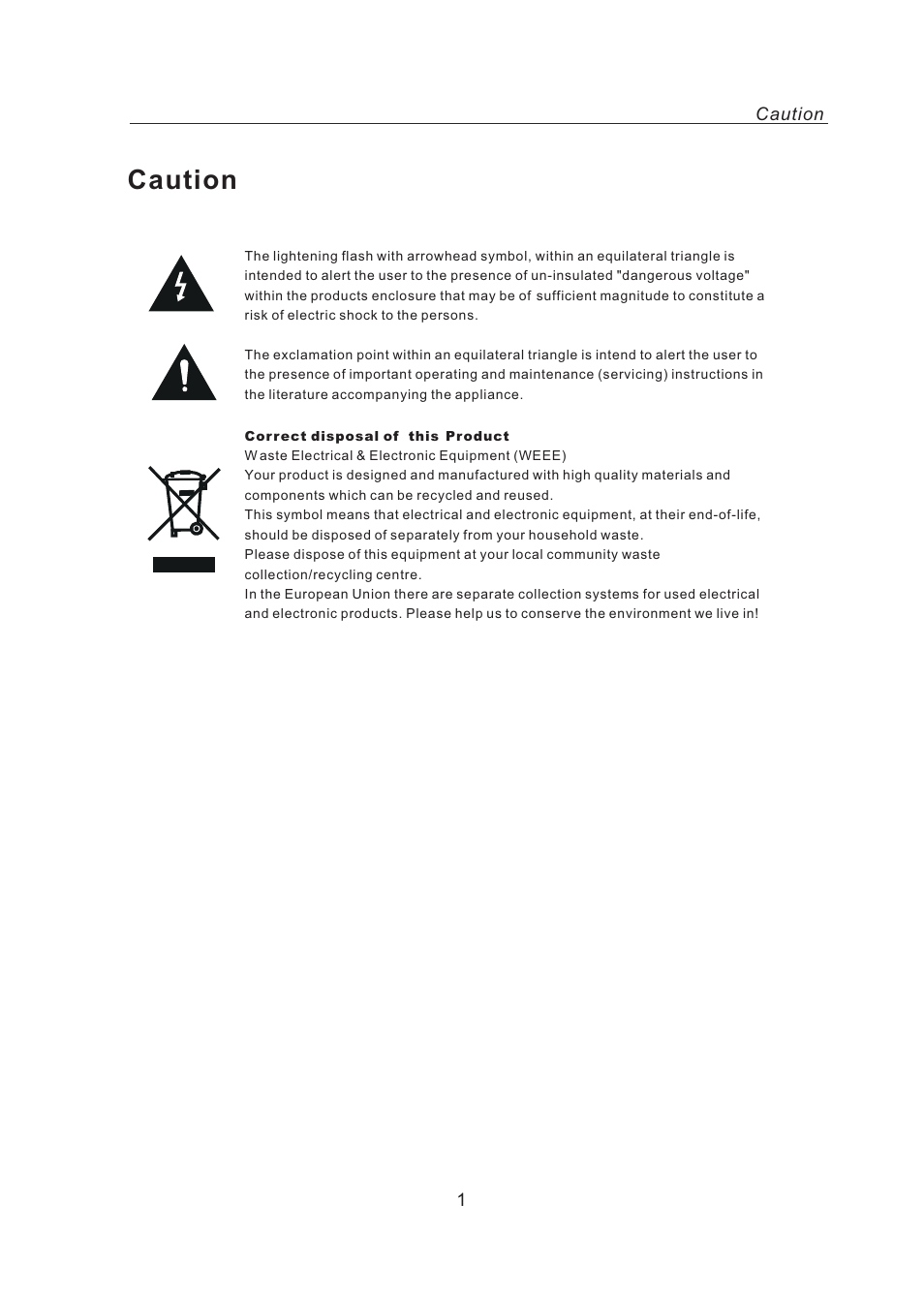 Caution, 1caution | Curtis LCD2687A User Manual | Page 4 / 35