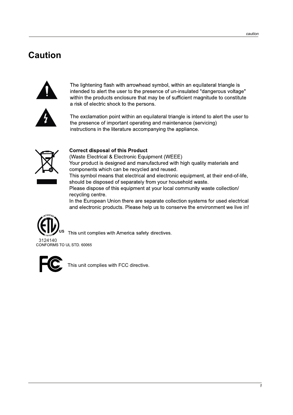 Caution | Curtis LCD3213 User Manual | Page 3 / 24