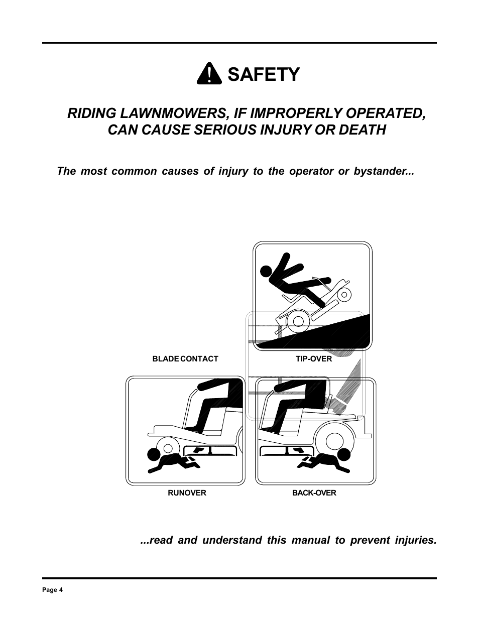 Safety | Dixon 6000 Series User Manual | Page 4 / 40