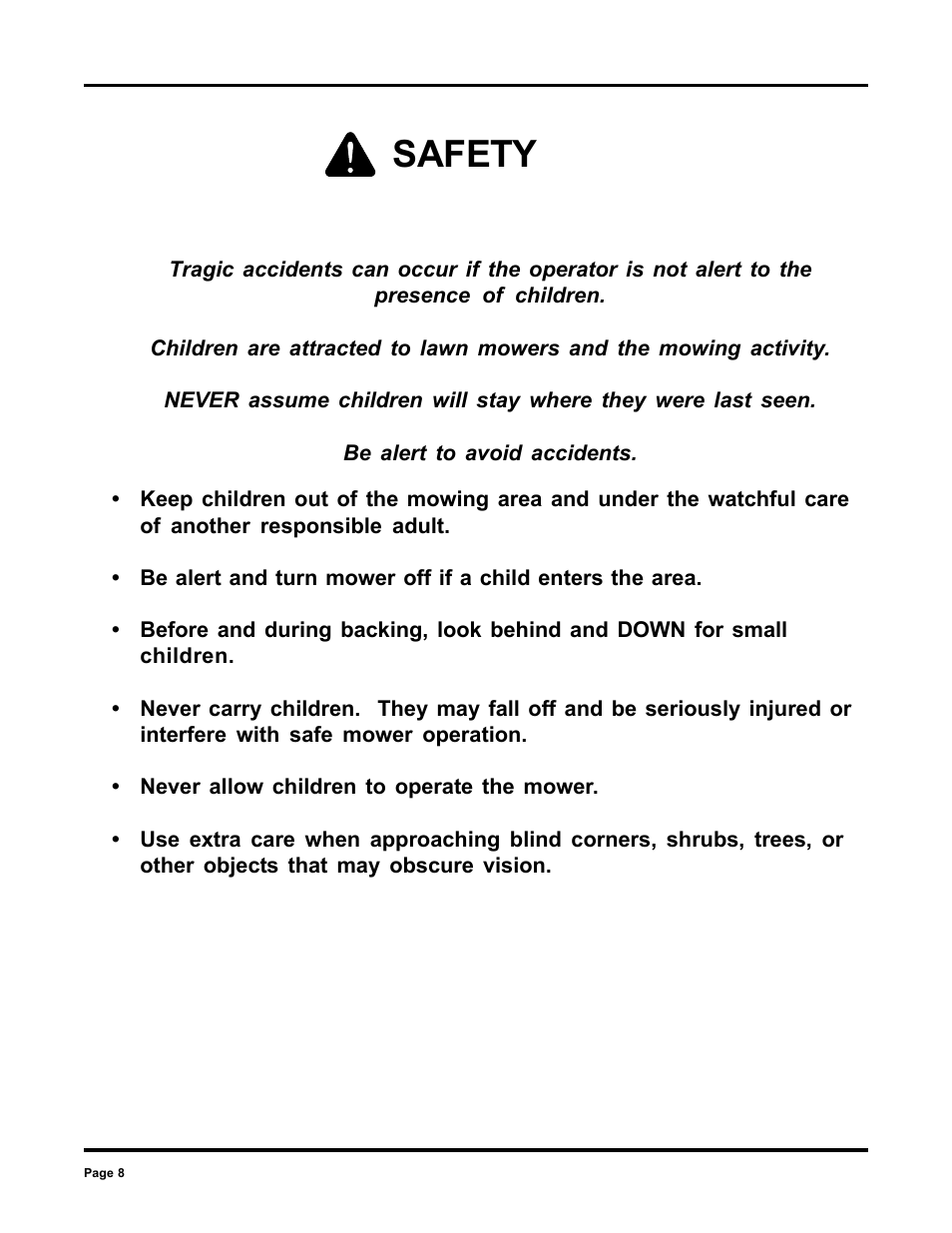 Safety | Dixon 6000 Series User Manual | Page 8 / 40