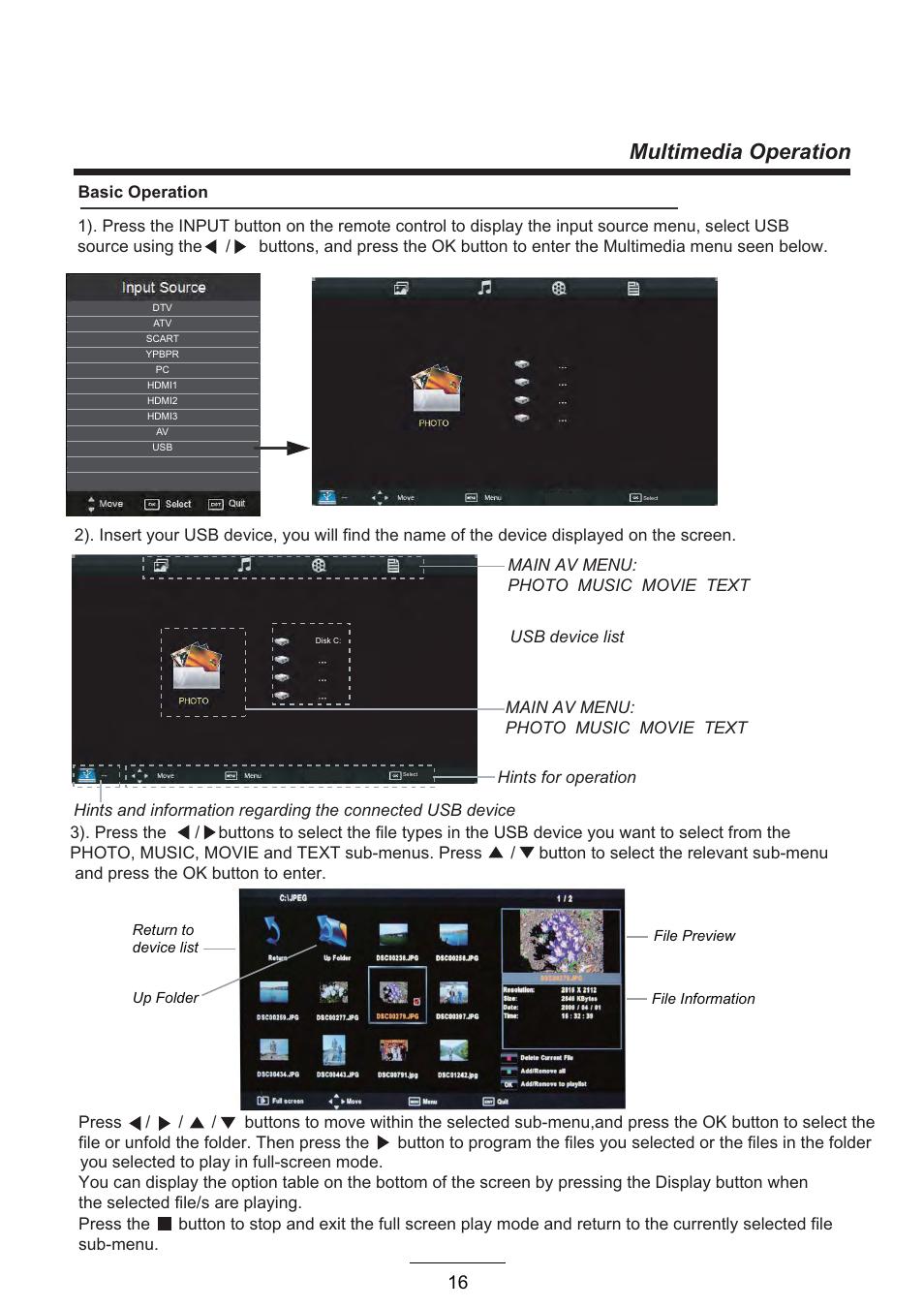 Multimedia operation | Curtis LCD3957UK User Manual | Page 18 / 26