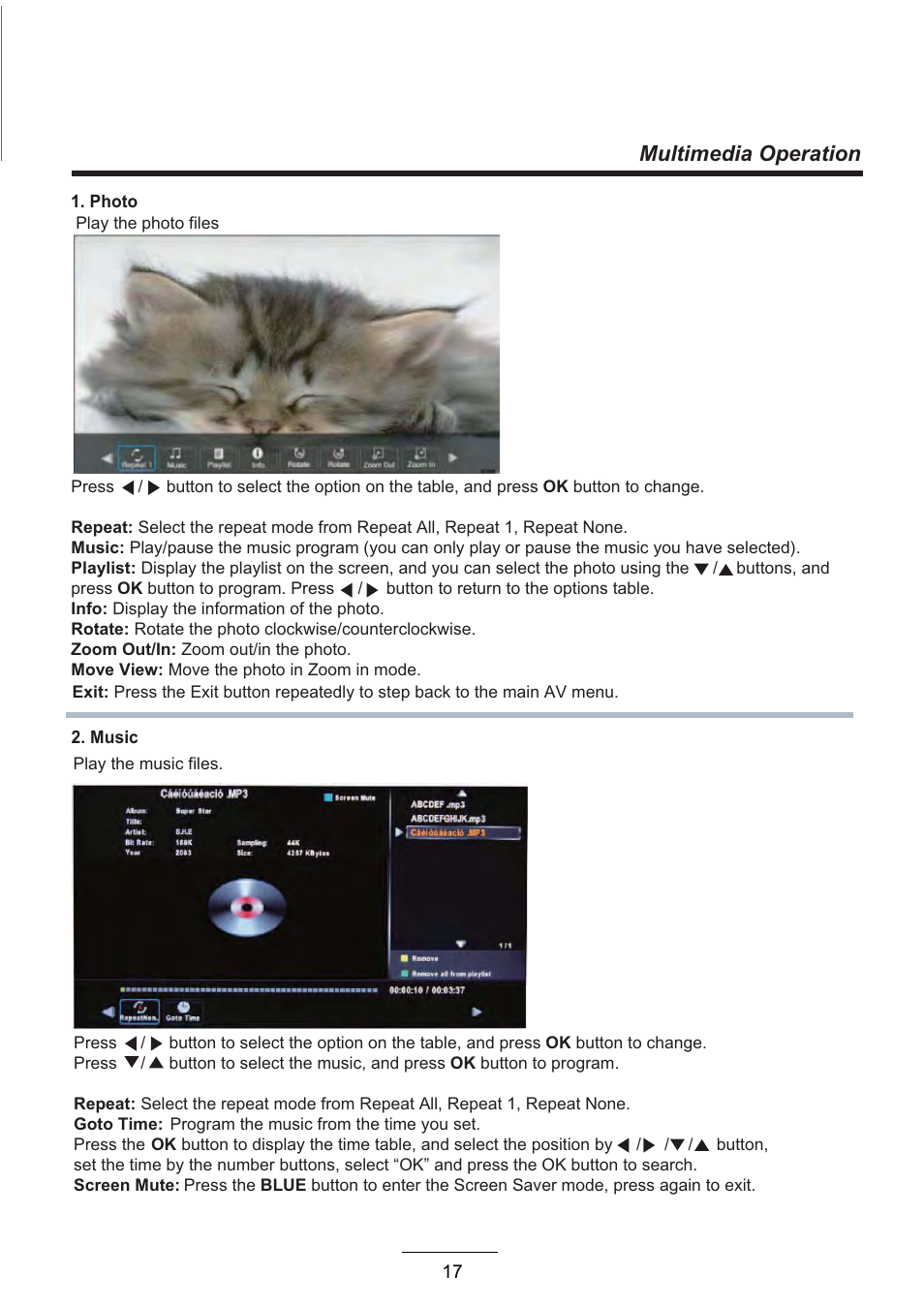 Multimedia operation | Curtis LCD3957UK User Manual | Page 19 / 26