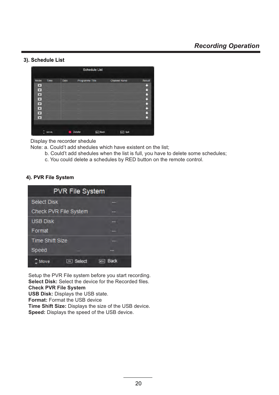 Recording operation | Curtis LCD3957UK User Manual | Page 22 / 26