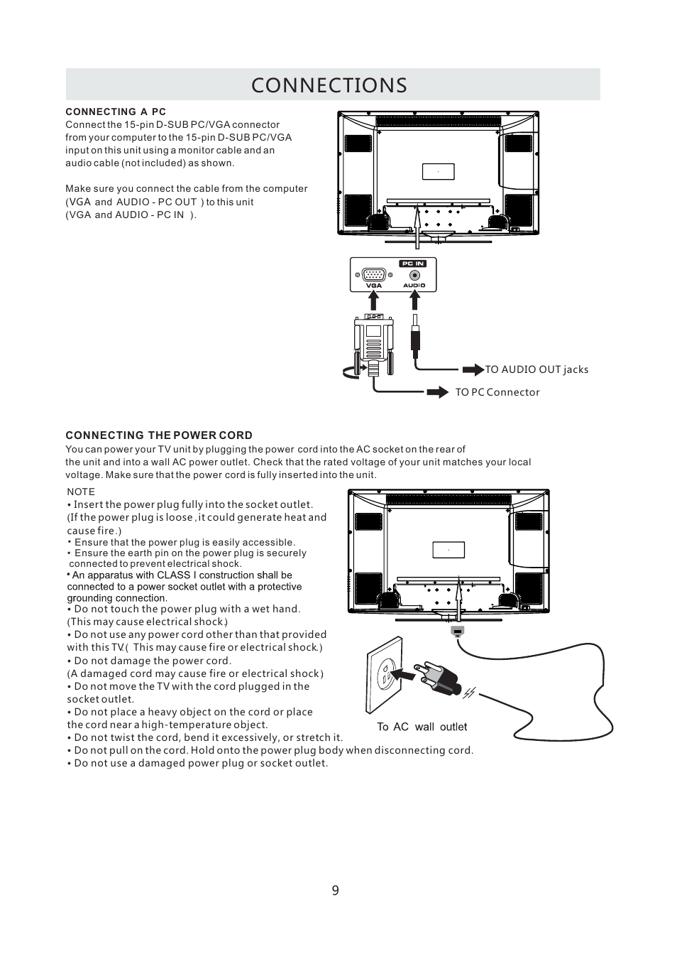 Connections | Curtis LCD4299A User Manual | Page 12 / 38